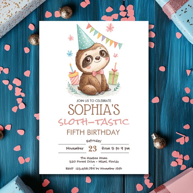 Sloth sloth-tastic kids birthday inbjudningar (Skapare uppladdad)