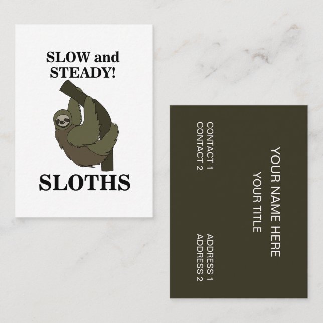 Sloth Sloths Slow and Steady Funny Sloth Visitkort (Fram/baksida)
