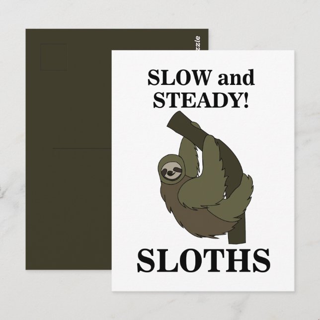 Sloth Sloths Slow and Steady Funny Sloth Vykort (Fram/baksida)