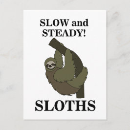 Sloth Sloths Slow and Steady Funny Sloth Vykort