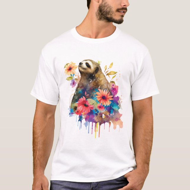 Sloth Slow Life T Shirt (Framsida)