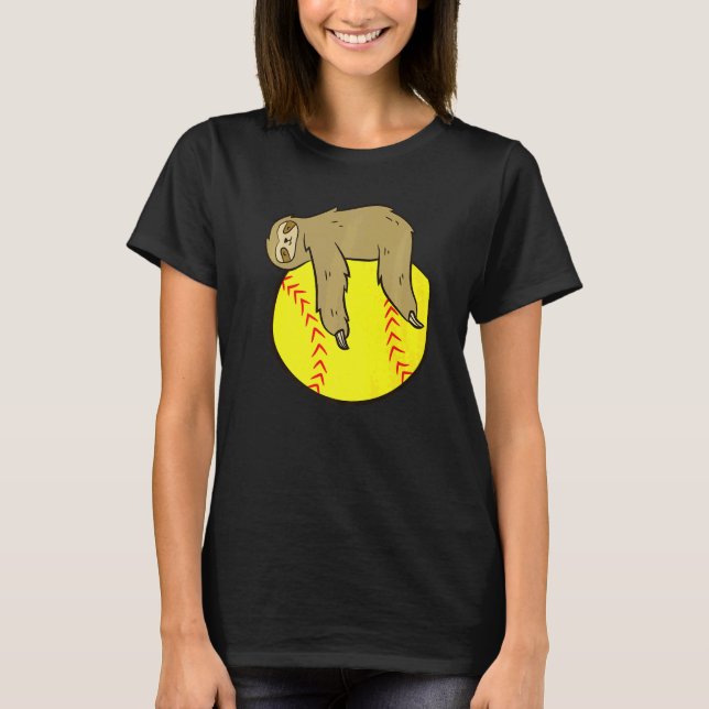 Sloth Softball Kärlek Softball Sloths T Shirt (Framsida)