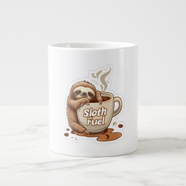 Sloth som håller ett sött kopp jumbo mugg (Framsidan)