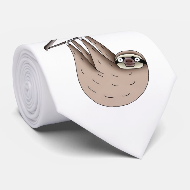sloth som hänger på hängare slips (Rullad)