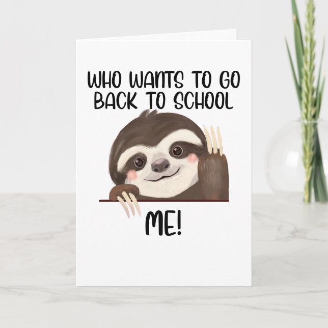 Sloth som vill åka Back to school Kort (Framsida)