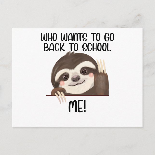 Sloth som vill åka Back to school Vykort (Framsida)