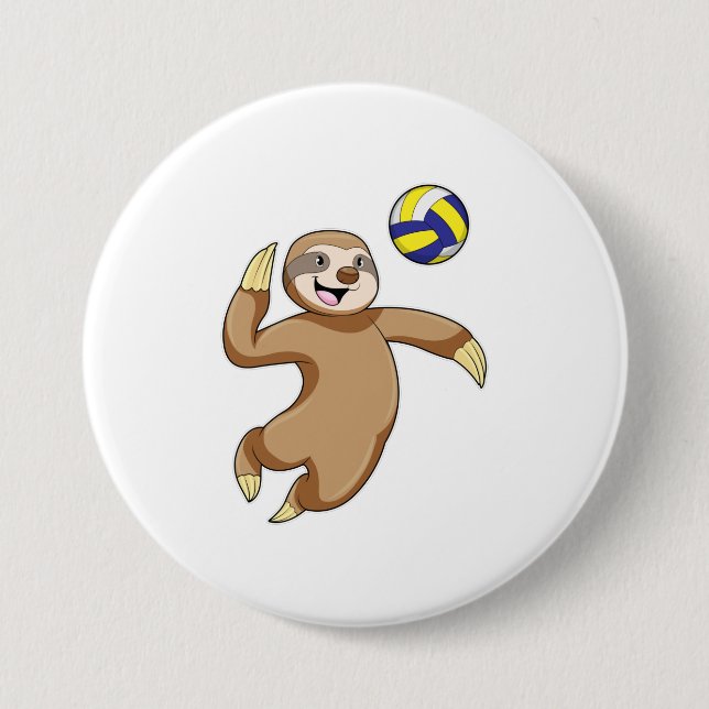Sloth som Volleyball-spelare med Volleyball Knapp (Framsida)