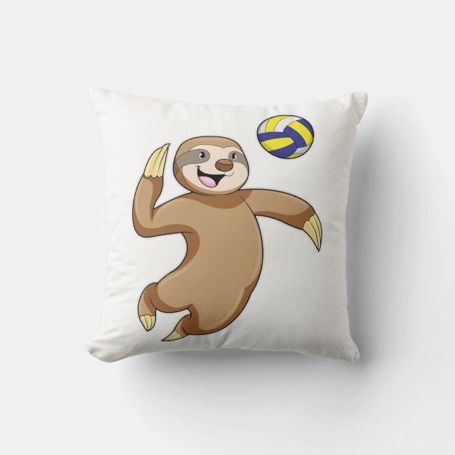 Sloth som Volleyball-spelare med Volleyball Kudde (Framsida)