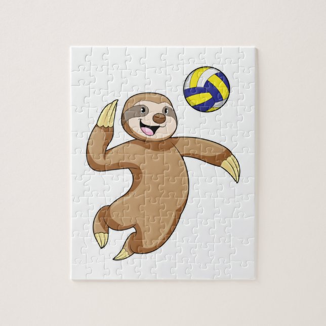 Sloth som Volleyball-spelare med Volleyball Pussel (Vertikal)