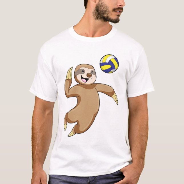 Sloth som Volleyball-spelare med Volleyball T Shirt (Framsida)