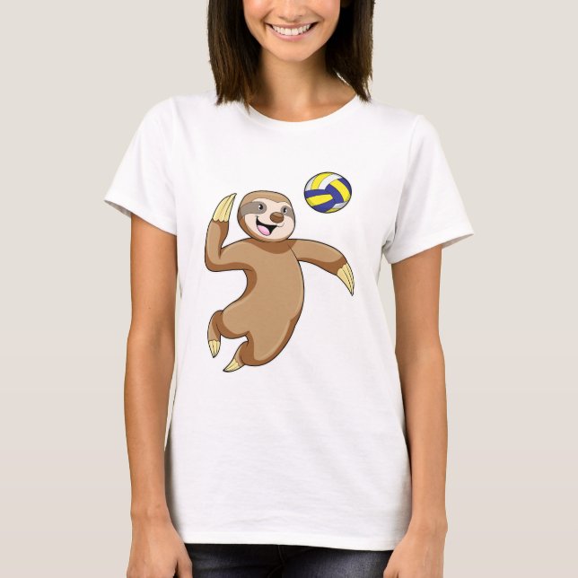 Sloth som Volleyball-spelare med Volleyball T Shirt (Framsida)