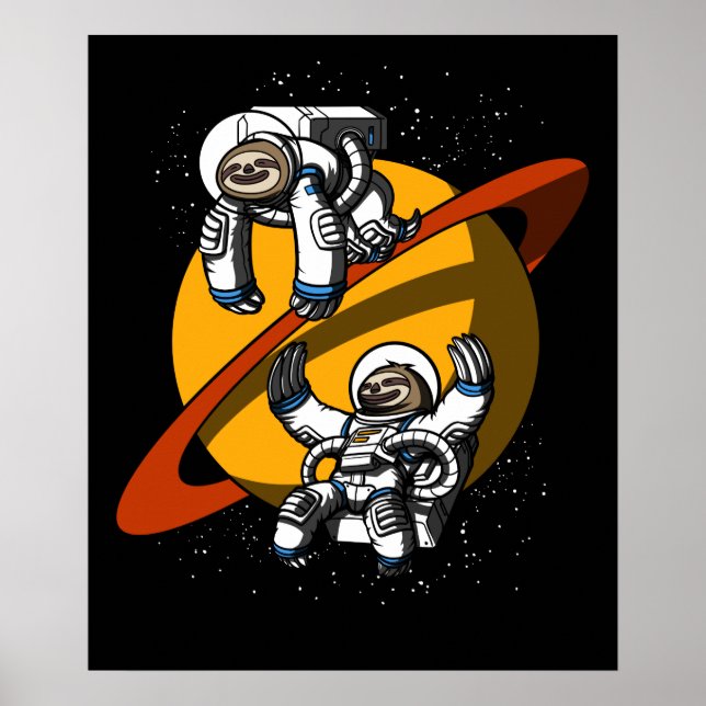 Sloth Space Astronaut Funny Cosmic Animals Poster (Framsidan)