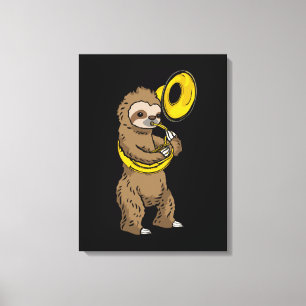 Sloth Spela upp Sousaphone Gift Manar Sousaphone Canvastryck