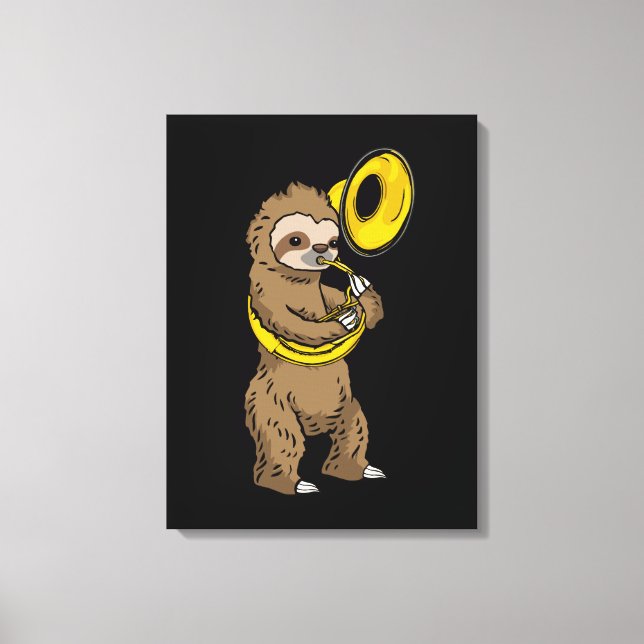 Sloth Spela upp Sousaphone Gift Manar Sousaphone Canvastryck (Framsida)