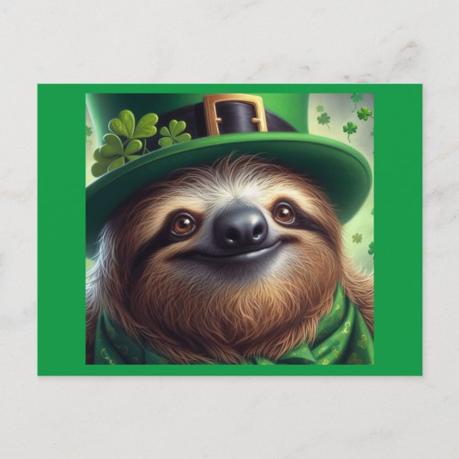 Sloth St paddys day Vykort (Framsida)