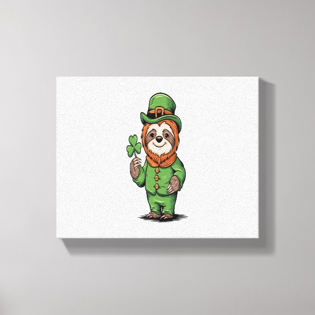 Sloth St patrick's day Irish Lucky Canvastryck (Framsida)