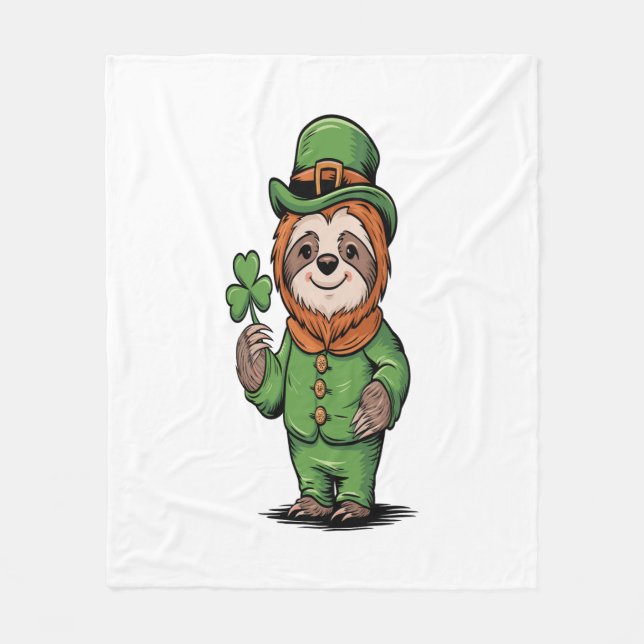 Sloth St patrick's day Irish Lucky Fleecefilt (Framsidan)