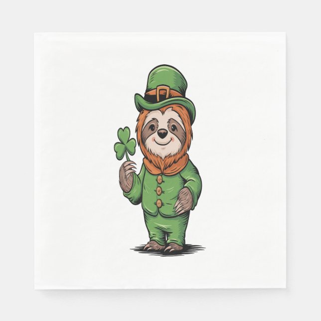Sloth St patrick's day Irish Lucky Pappersservett (Framsidan)