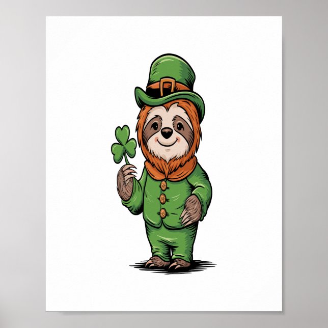 Sloth St patrick's day Irish Lucky Poster (Framsidan)