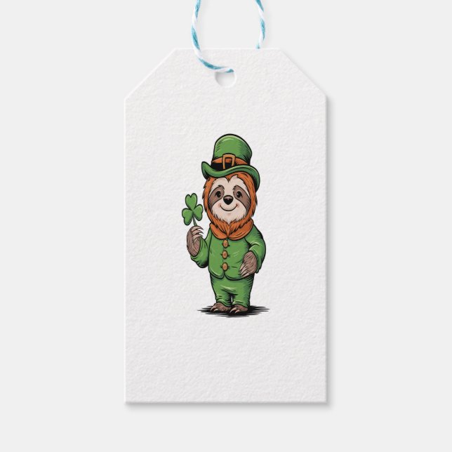Sloth St patrick's day Irish Lucky Presentetikett (Framsidan)