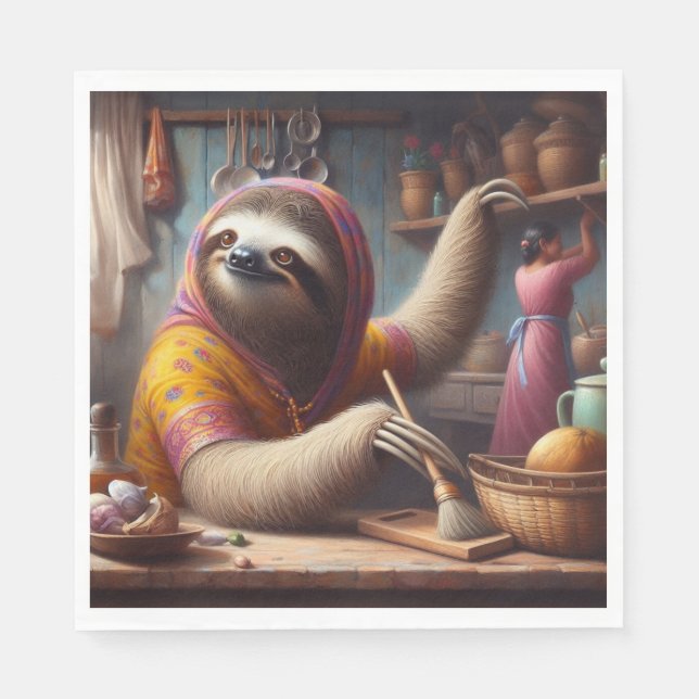 Sloth Städning ett köks Pappersservett (Framsidan)