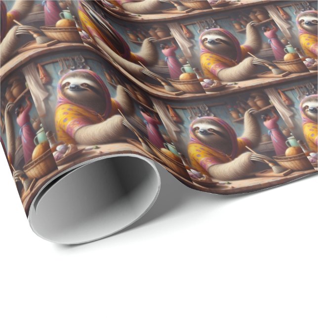Sloth Städning ett köks Presentpapper (Rullad Hörn)