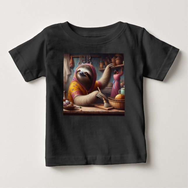 Sloth Städning ett köks T Shirt (Framsida)