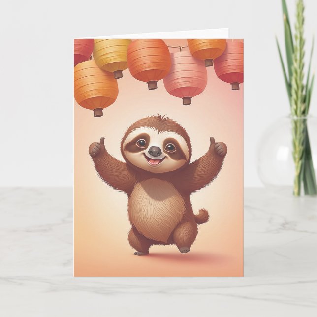 Sloth Style Birthday Vibes Kort (Framsida)