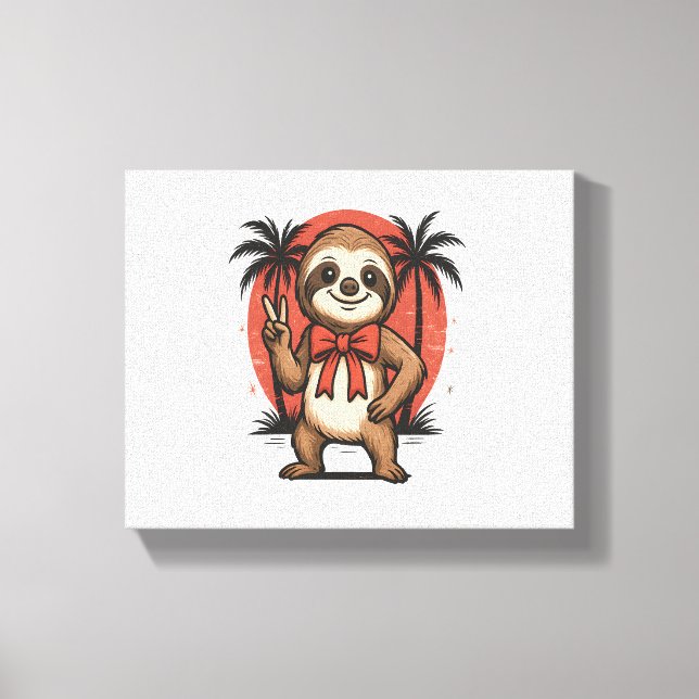 Sloth Summer Beach Rocking Canvastryck (Framsida)