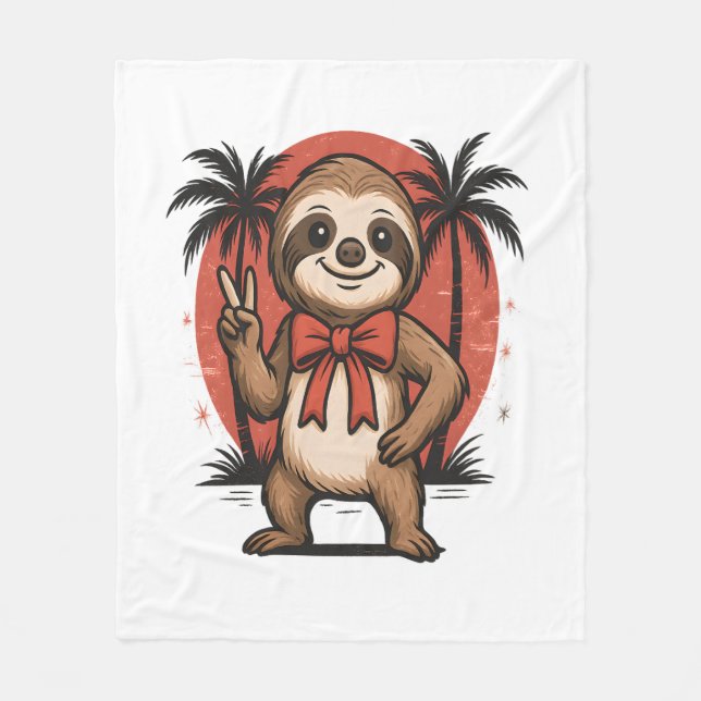 Sloth Summer Beach Rocking Fleecefilt (Framsidan)