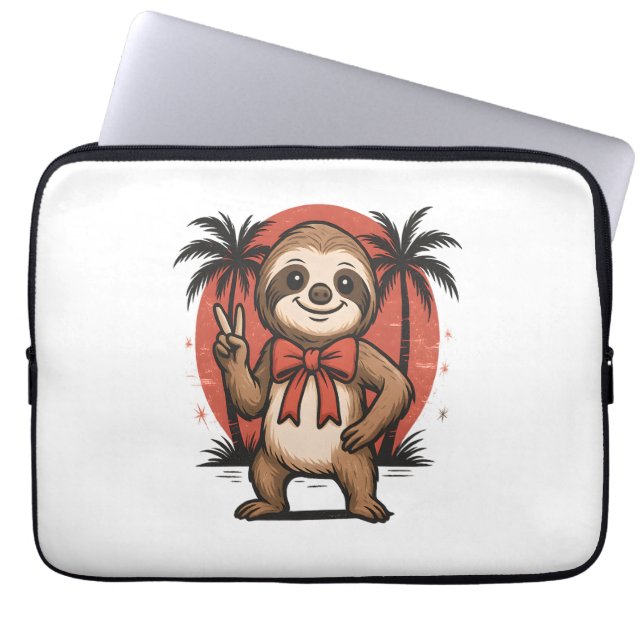 Sloth Summer Beach Rocking Laptop Fodral (Framsidan)