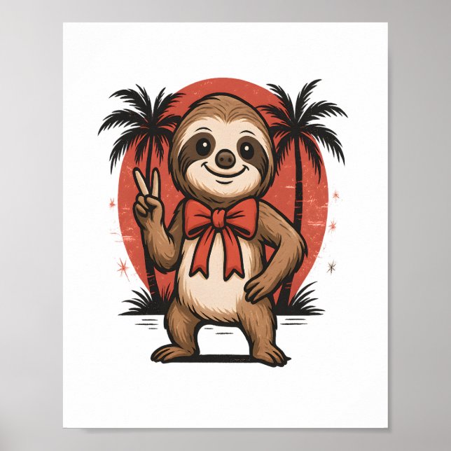 Sloth Summer Beach Rocking Poster (Framsidan)