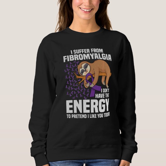Sloth Support Lila Ribbon Warrior Fibromyalgia A T Shirt (Framsida)