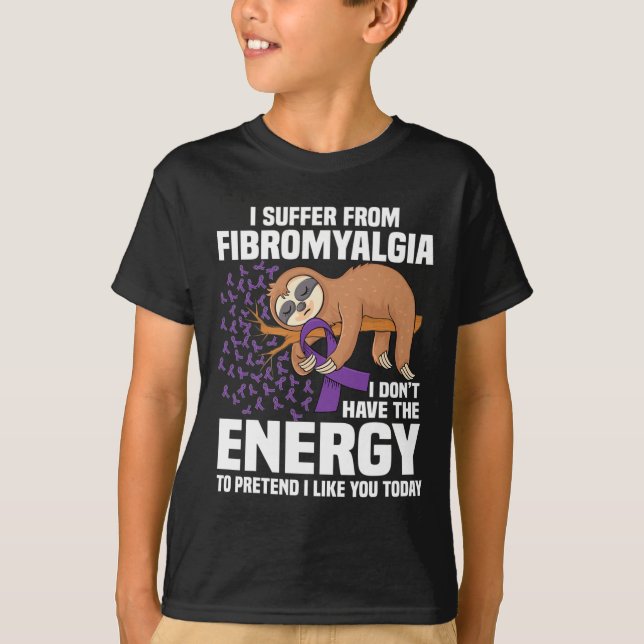 Sloth Support Lila Ribbon Warrior Fibromyalgia A T Shirt (Framsida)