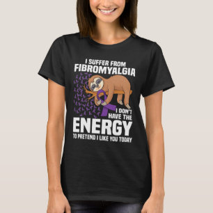 Sloth Support Lila Ribbon Warrior Fibromyalgia A T Shirt