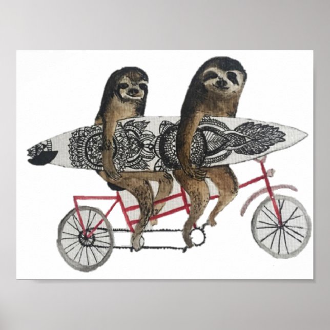 sloth surf bike poster (Framsidan)