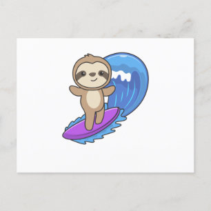 Sloth Surfa Vågar Riding Sweet Slots Vykort
