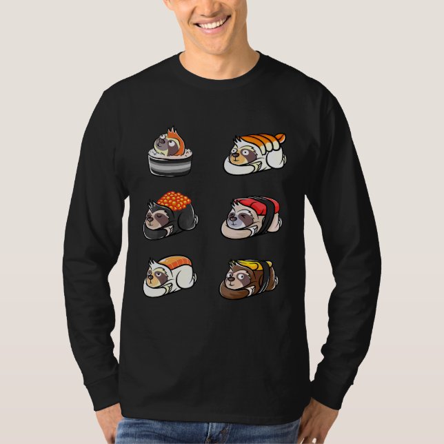 Sloth Sushi Rolls Sömnig Slow Rörelse Sloth Sushi  T Shirt (Framsida)