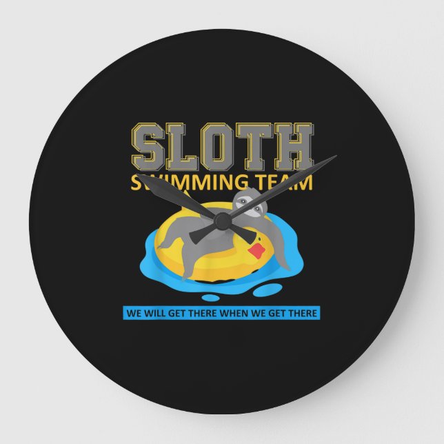 Sloth Swimming Team Simma Team Funny Gift Stor Klocka (Framsida)
