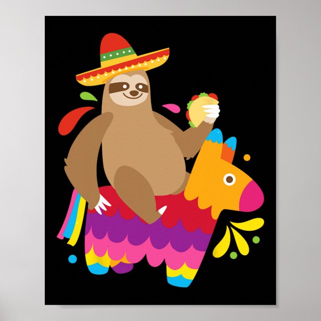 Sloth Taco Pinata Cute Mexican Fiesta Party Animal Poster (Framsidan)