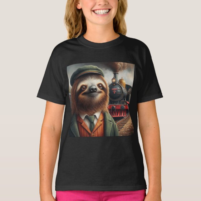 Sloth Tåg Ingenjör T Shirt (Framsida)