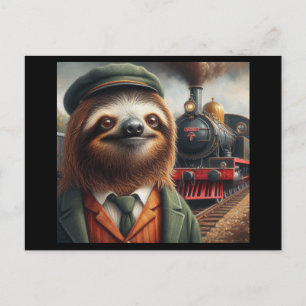 Sloth Tåg Ingenjör Vykort