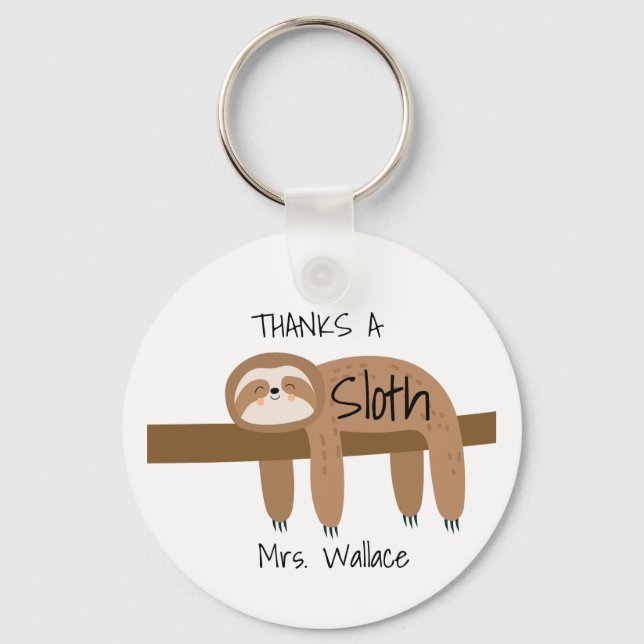 Sloth Teacher Keyring, Thank You Teaching Assistan Nyckelring (Framsida)