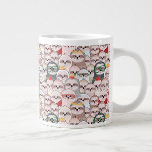 Sloth Tecknad Mönster Jumbo Mugg