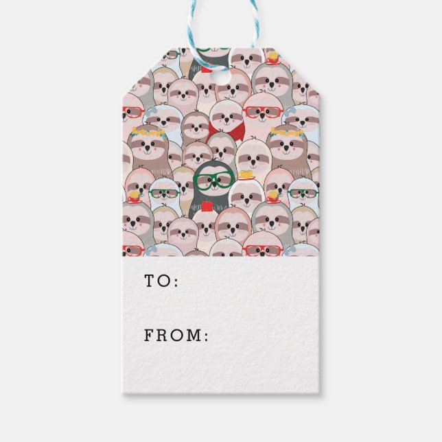 Sloth Tecknad Mönster Presentetikett (Framsidan)