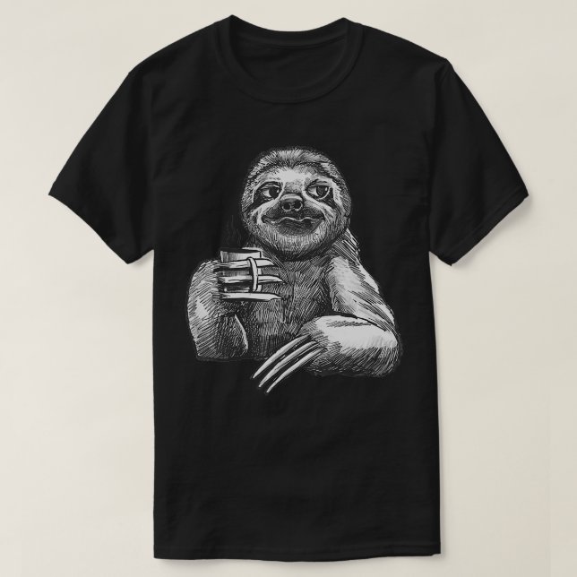 Sloth Teckning Coffee Work Office Colleague Animal T Shirt (Design framsida)
