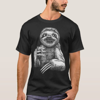 Sloth Teckning Coffee Work Office Colleague Animal T Shirt