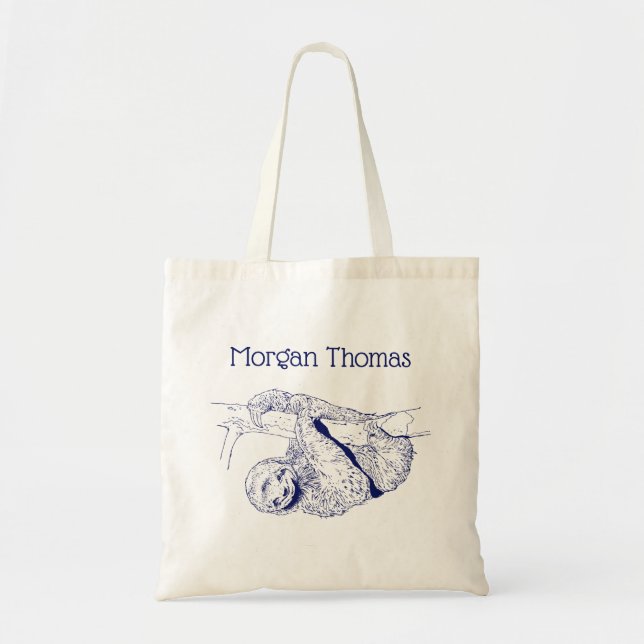 Sloth Teckning Lithograph #1 Blue Tygkasse (Framsidan)