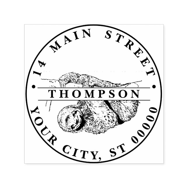 Sloth Teckning Lithograph #1 Namn Returadress Självfärgande Stämpel (Design)