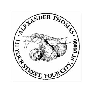 Sloth Teckning Lithograph #1 Självfärgande Stämpel